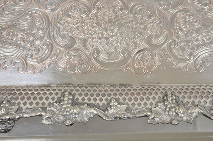 Antique Victorian Pierced Grapevine Basket Gallery Serving Platter Tray