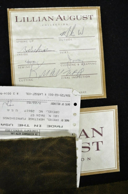 Lillian August Brown Green Leather Chesterfield Club Lounge Chair & Ottoman