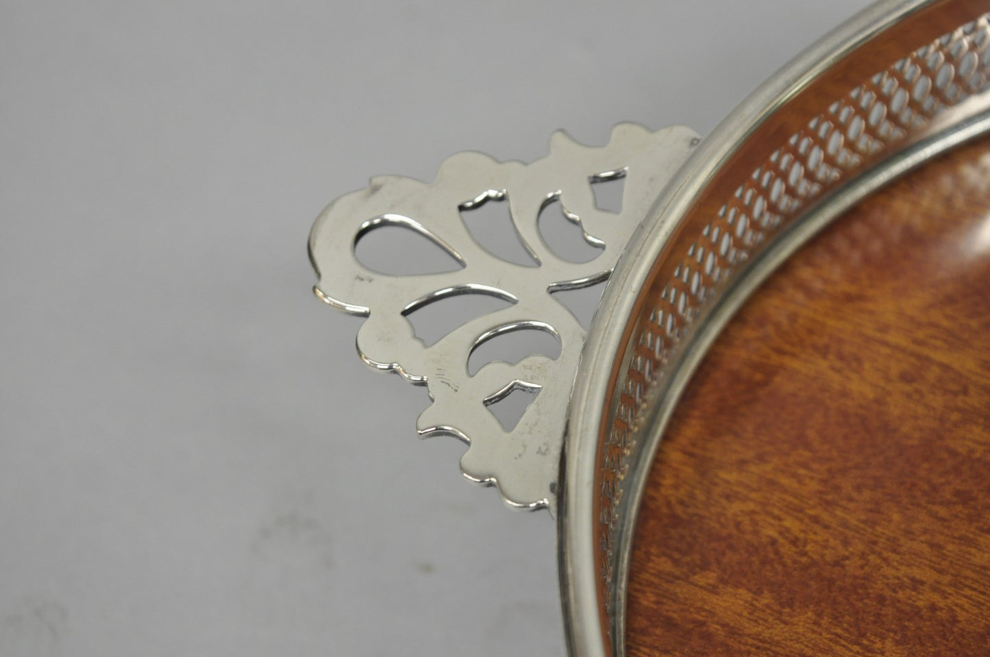 Vintage Eales of Sheffield Mid Century Modern Silver Plate Oval Formica Bar Tray