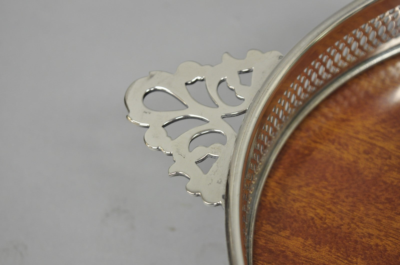 Vintage Eales of Sheffield Mid Century Modern Silver Plate Oval Formica Bar Tray