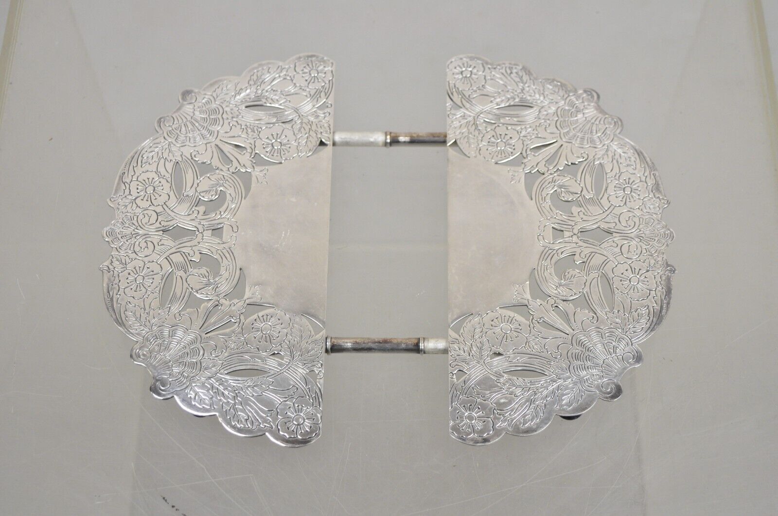 Vintage LBS Co Victorian Style Silver Plated Round Expandable Trivet