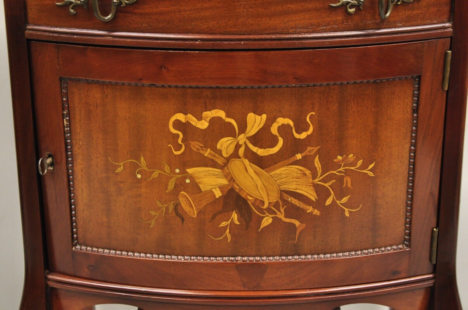 Antique Victorian Mahogany Lift Top Inlaid Nightstand Sewing Stand Side Table