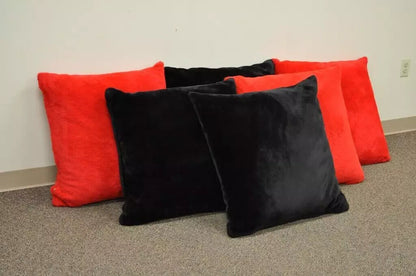 6 Vintage 27" Mid Century Modern Oversized Plush Red & Black Floor Throw Pillows
