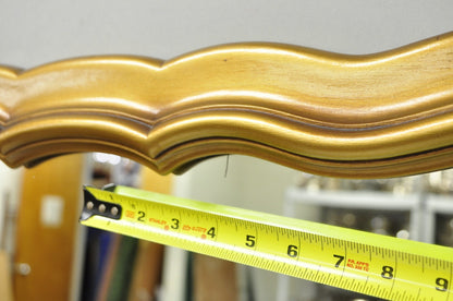 Vintage Hollywood Regency Gold Scalloped Serpentine Wood Frame Wall Mirror