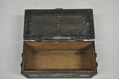 Antique "Iron Art" Denmark Bronze Trinket Jewelry Box Casket "Battle of Estonia"