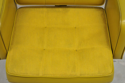 Shaw Walker Mid Century Modern Mustard Yellow Vinyl Swivel Office Desk Chair