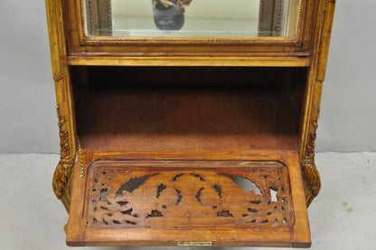 Vintage French Baroque Style Carved Wood & Glass Curio China Display Cabinet