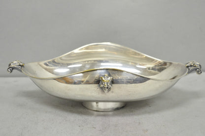 Vintage Regency Style Italian ARG 1000 Silver Plated Compote Fruit Bowl w/ Faces