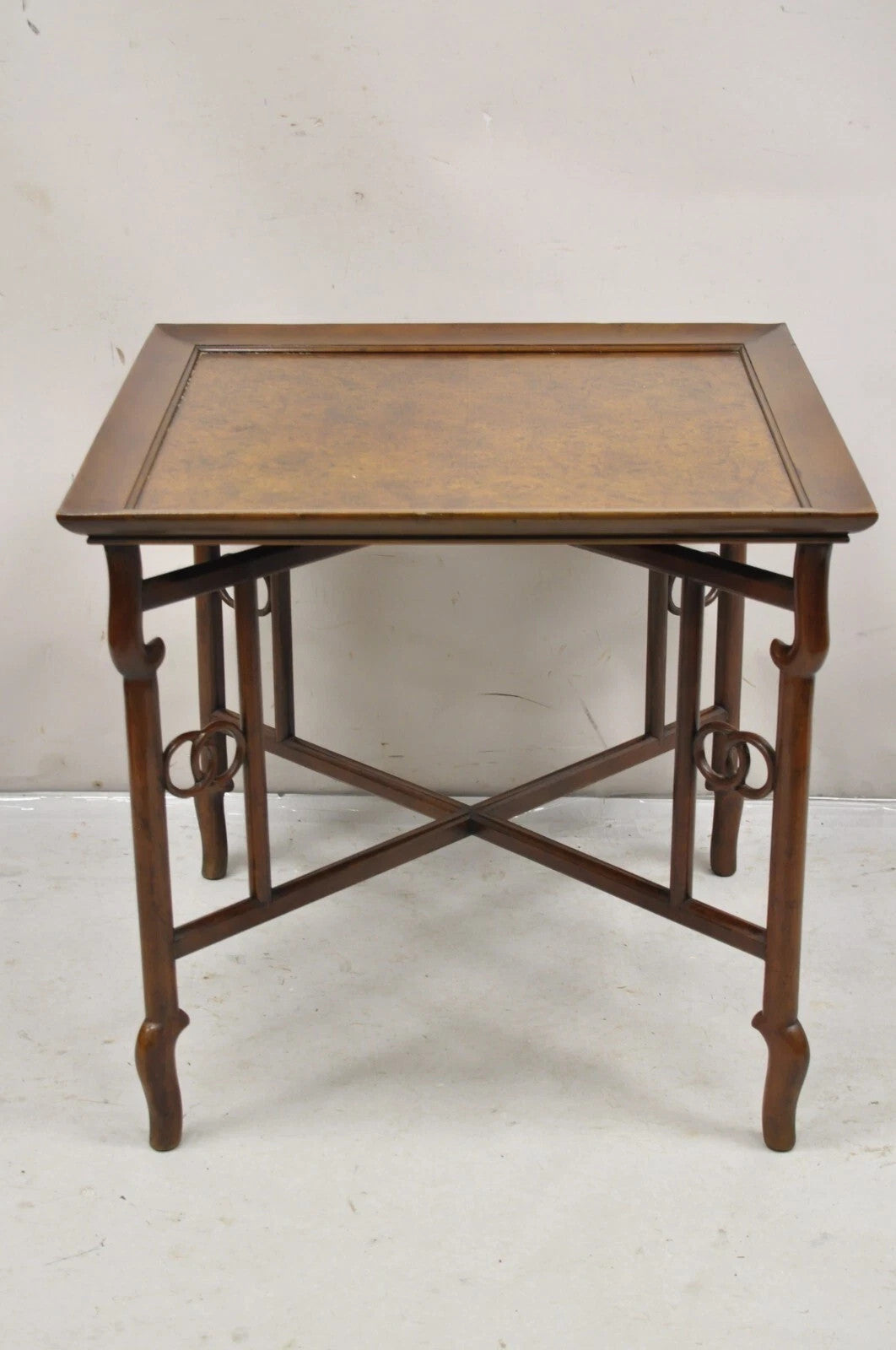 Michael Taylor for Baker Far East Asian Burl Wood Square Occasional Side Table