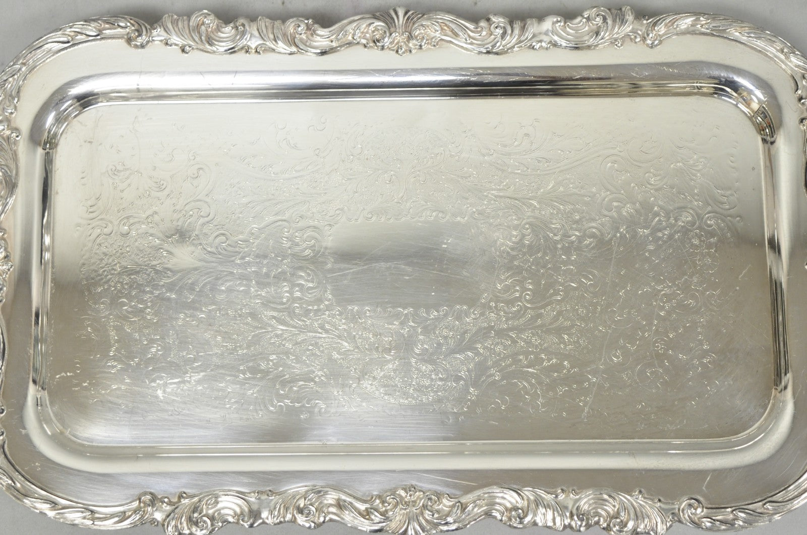 Vintage FB Rogers 1338 Victorian Silver Plated Narrow Serving Platter Bar Tray