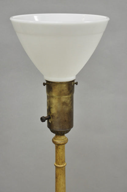 Vintage French Country Carved Wood Candlestick Tea Table Pedestal Floor Lamp