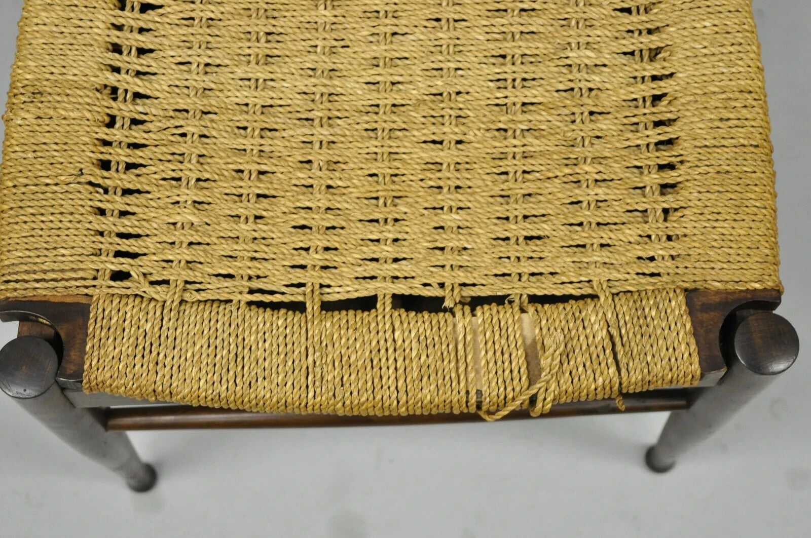 Vintage Mid Century Italian Modern Wood & Rope Clothing Valet Butlers Chair