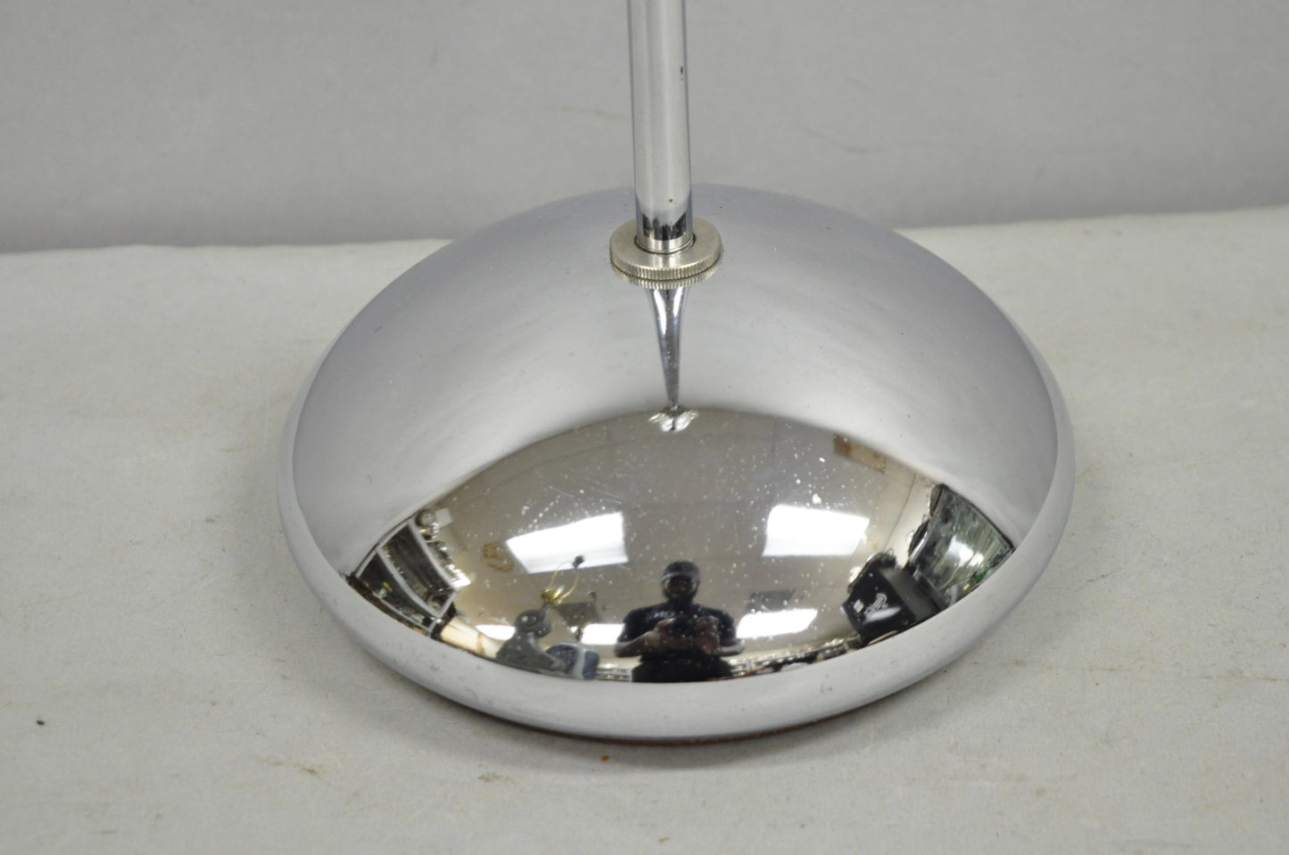 Vintage Mid Century Modern Chrome Modernist Table Lamp w/ Sculpted Base
