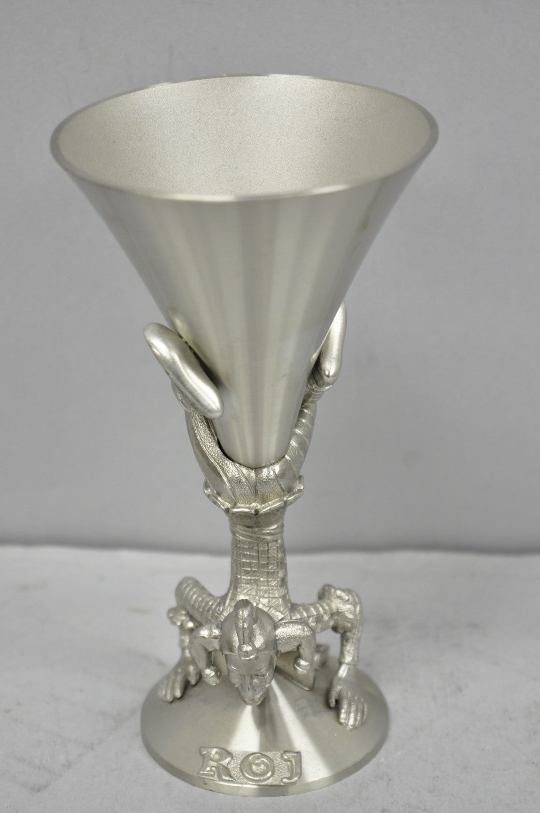 Vintage Royal Order of Jesters Figural Pewter Metal Award Renaissance Goblet