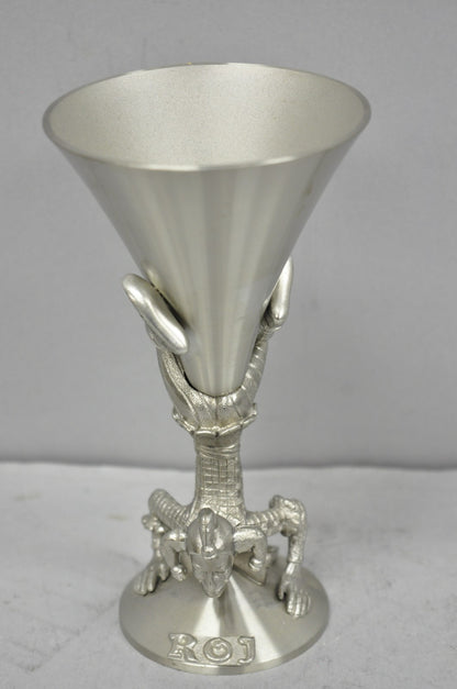 Vintage Royal Order of Jesters Figural Pewter Metal Award Renaissance Goblet