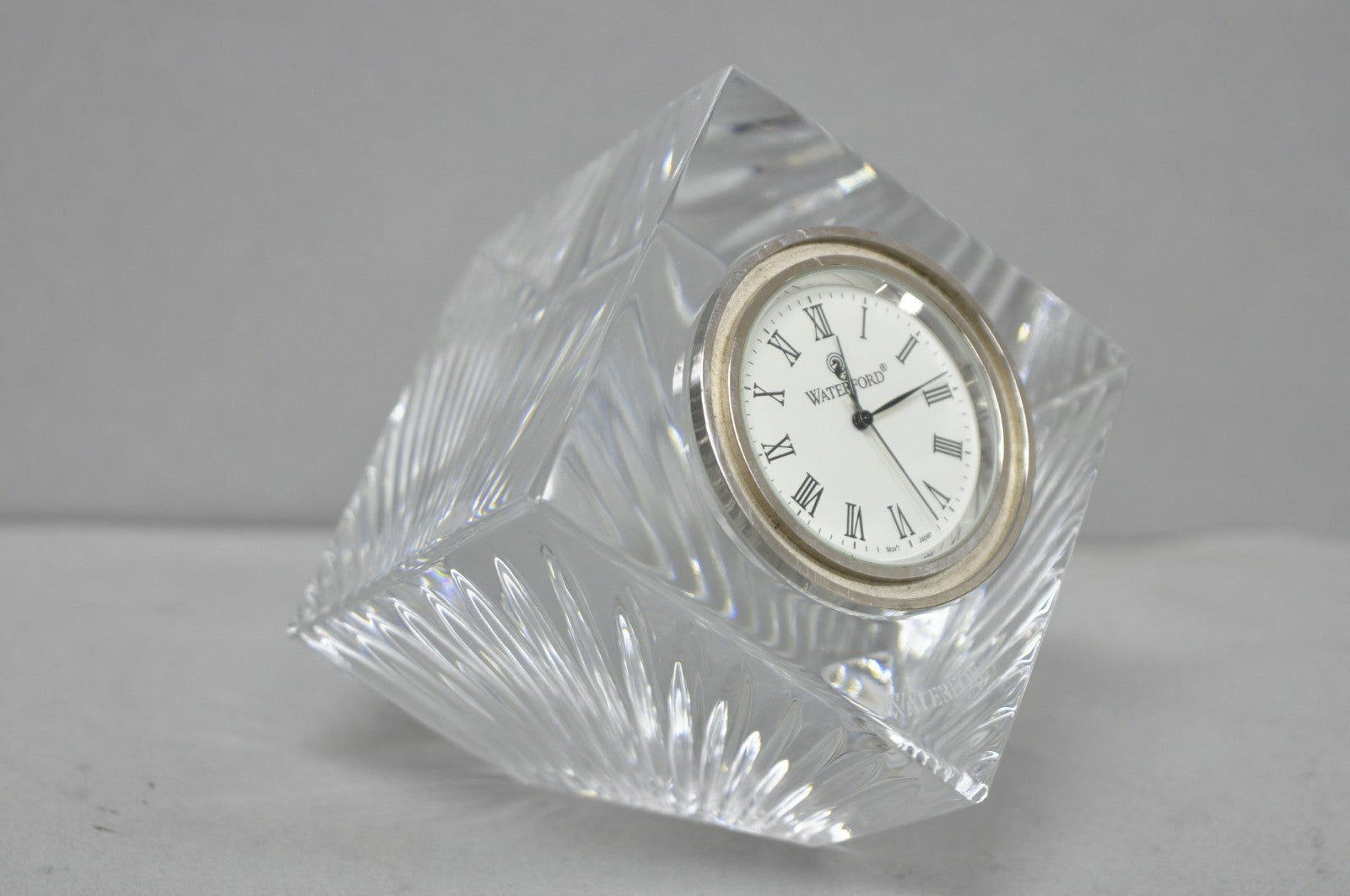 Vintage Waterford Crystal Glass Diamond Shaped Meridian Small Desk Clock