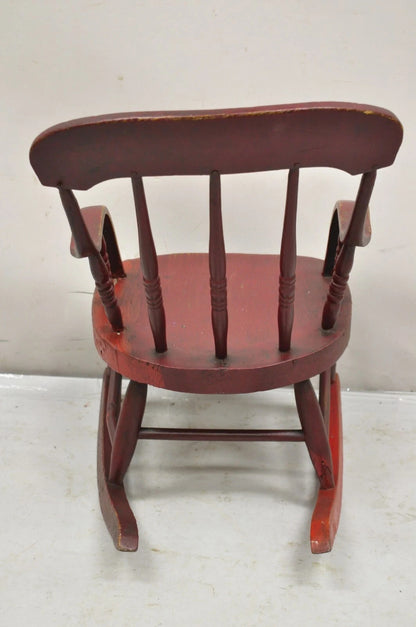 Antique American Primitive Spindle Back Small Child's Rocker Rocking Chair