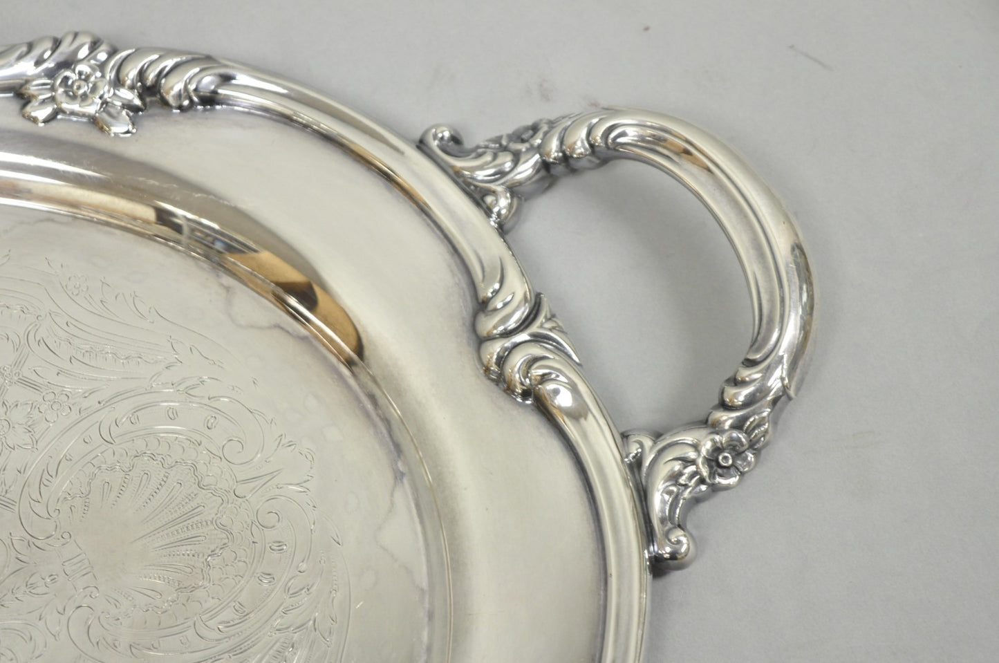 Vintage Reed & Barton 1820 Victorian Silver Plated Oval Serving Platter Bar Tray