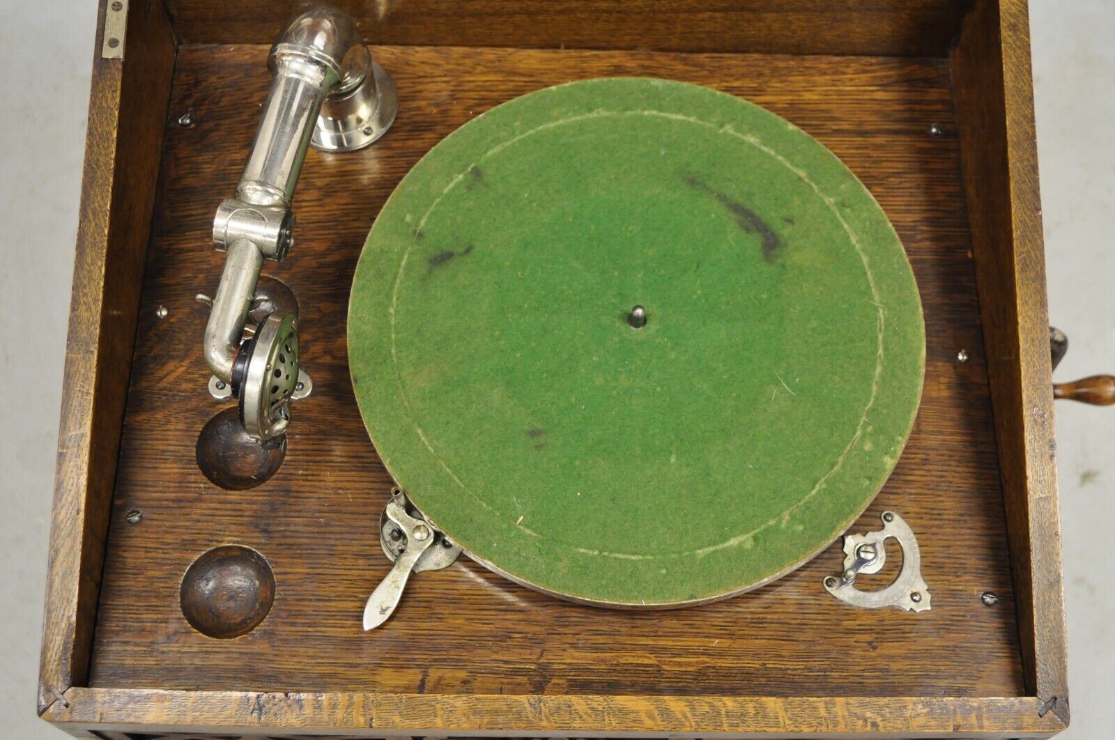 Antique Sonora Victorian Quartersawn Oak Tabletop Phonograph Record Player