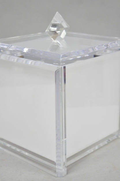 Vintage Mid Century Modern Clear Lucite Acrylic Diamond Handle Ice Bucket