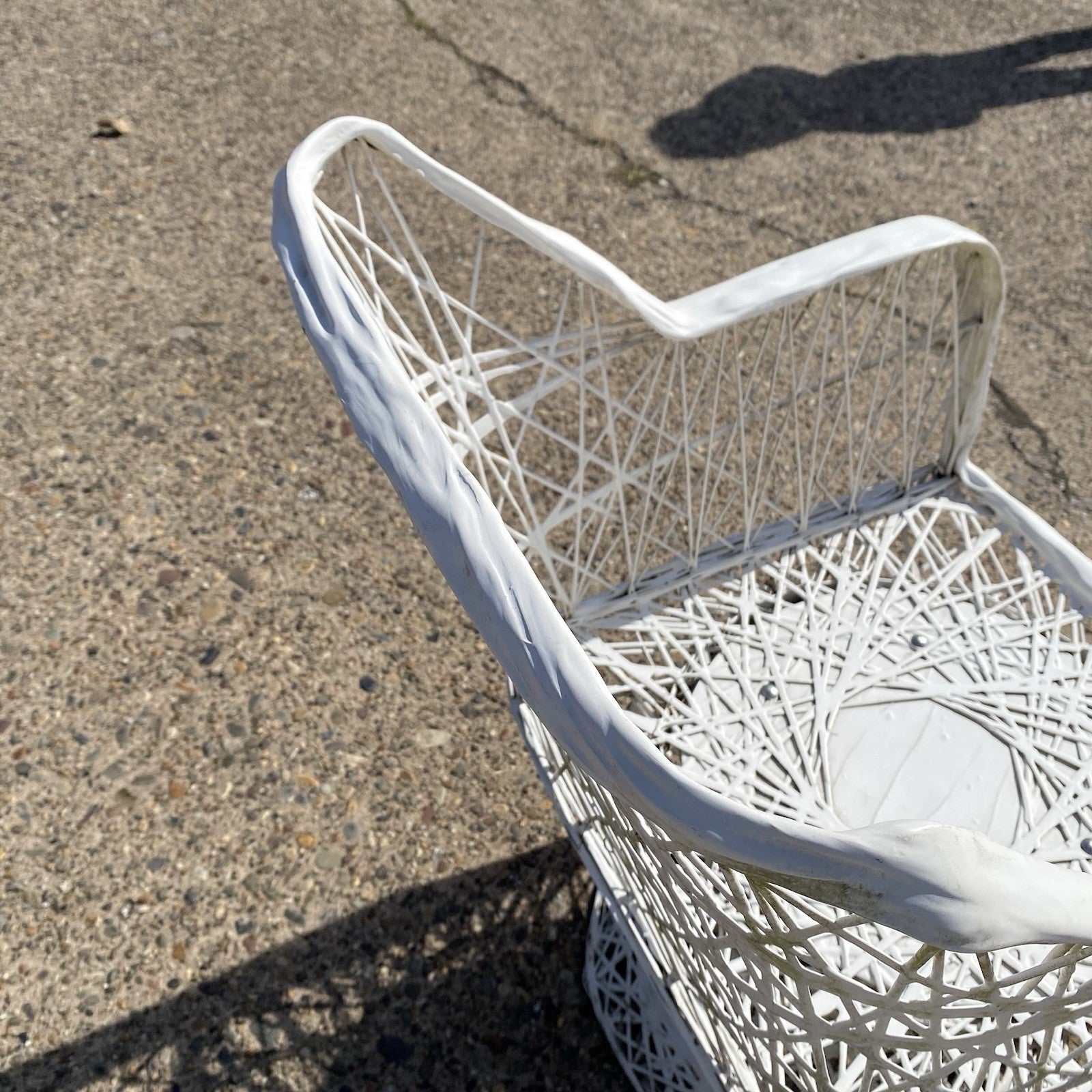 Vintage Russell Woodard Woven Spun Fiberglass Swivel Tilt Outdoor Chairs - Pair