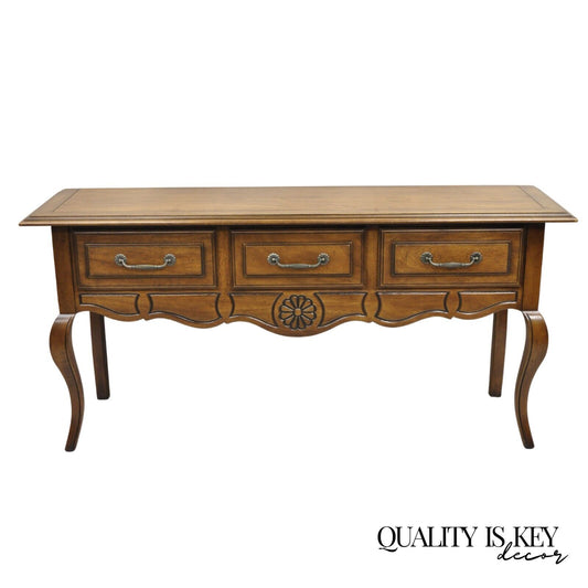 Century French Country Provincial Style Carved Oak & Pecan Wood Sideboard Buffet