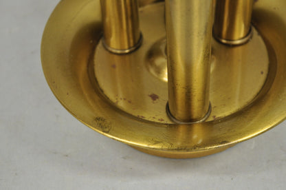 Vintage French Country Brass Tole Metal Shade Bouillotte Candlestick Table Lamp