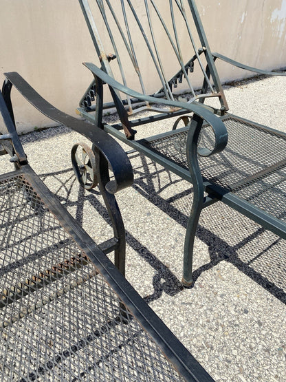 Woodard Style Wrought Iron Lattice Garden Patio Chaise Lounge Chair - a Pair