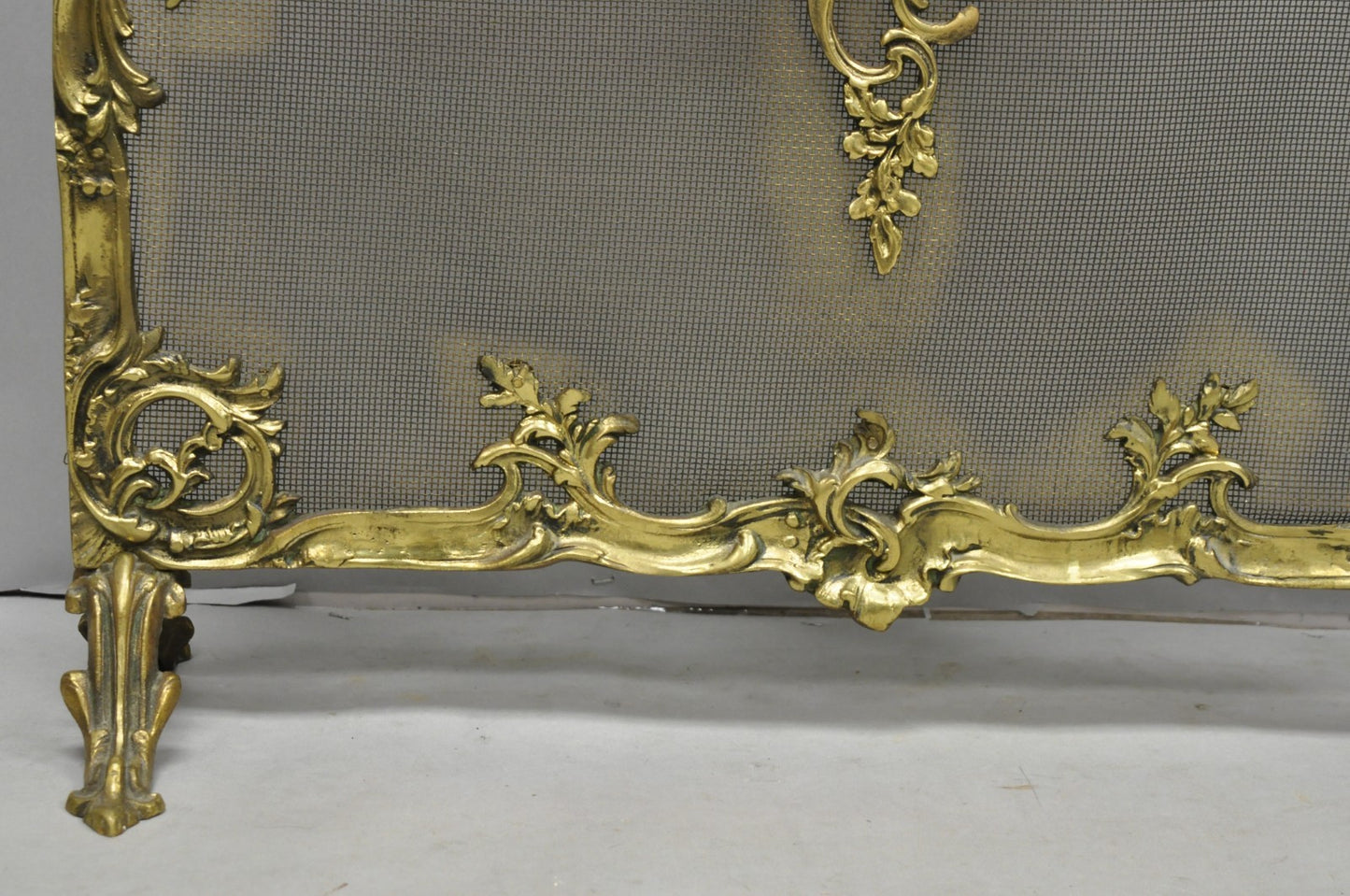 Antique French Rococo Louis XV Bronze Fireplace Firescreen Fire Screen w/ Birds