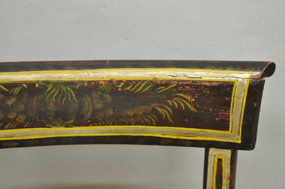 Antique Colonial Red Hand Painted Harvest Hitchcock Rush Seat Side Chair