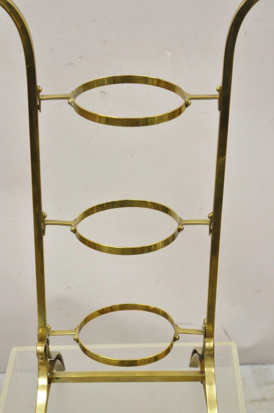 Vintage Italian Mid Century Modern Brass 3 Tier Muffin Pastry Cake Stand