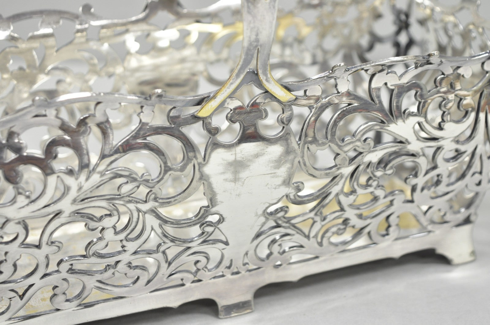 Antique Victorian Silver Plated Reticulated Scrollwork Bread Basket by Forbes