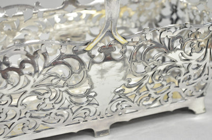 Antique Victorian Silver Plated Reticulated Scrollwork Bread Basket by Forbes