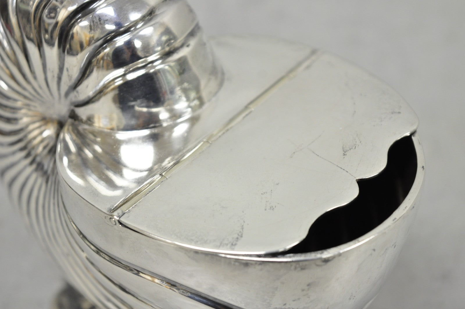 Antique Victorian Silver Plated Nautilus Figural Shell Form Spoon Warmer