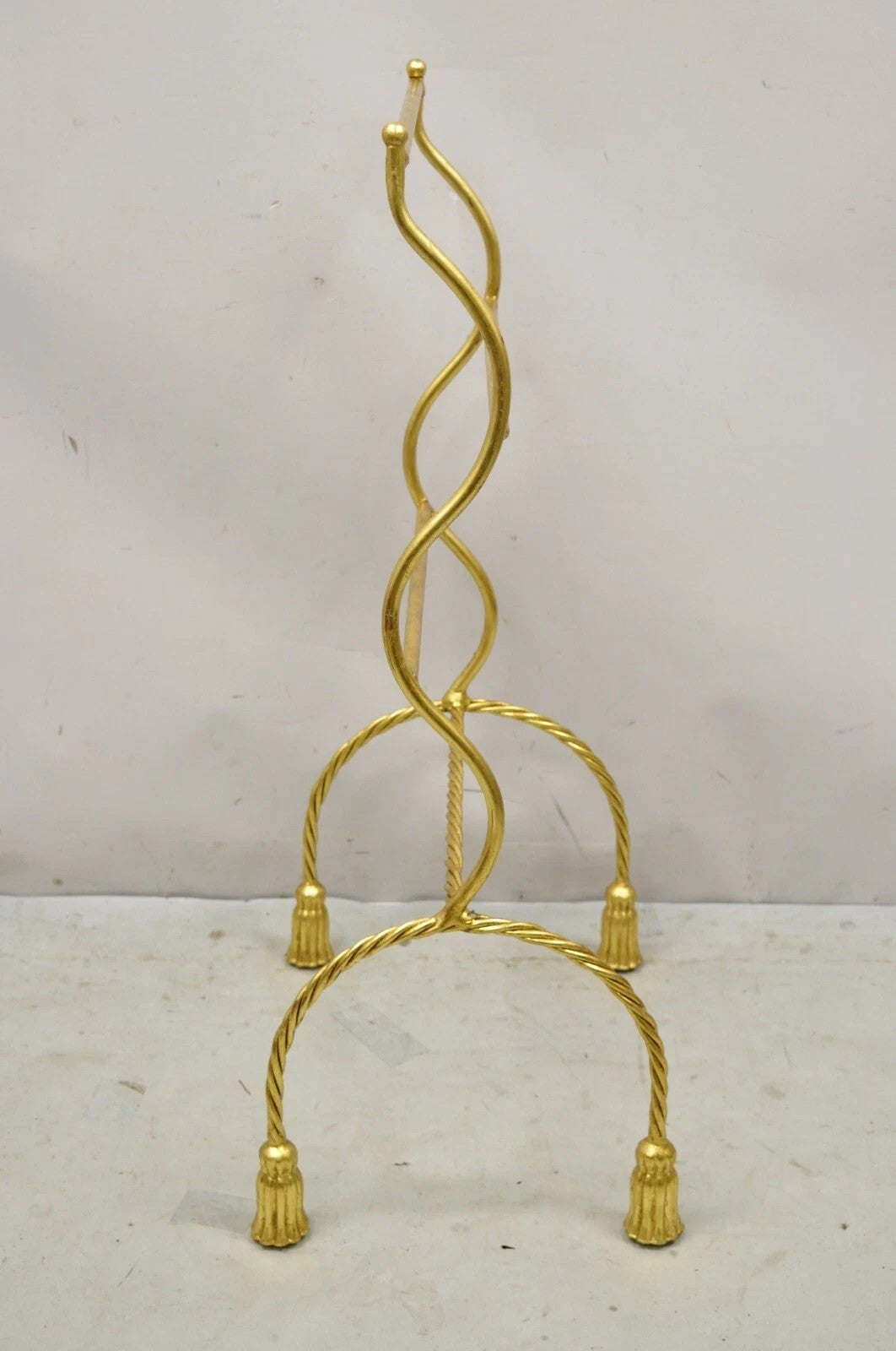 Vintage Italian Hollywood Regency Gold Gilt Metal Iron Towel Rack w/ Tassel Feet