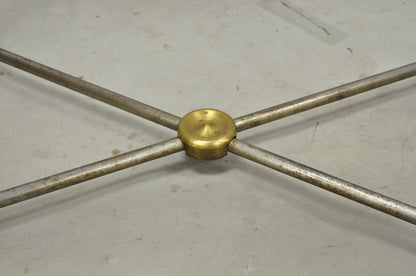 Vintage Directoire Maison Jansen Style Steel & Brass Marble Top Console Table