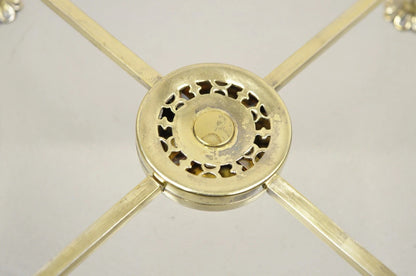 Vintage LFS Ltd English Sheffield Brass Tone Metal Expandable Footed Trivet
