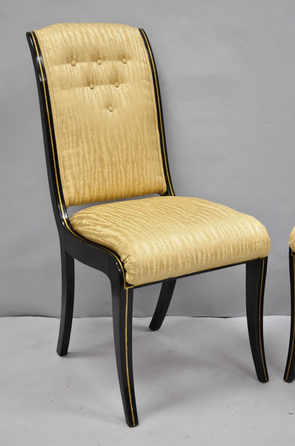 Vintage Regency Style Black Lacquer Klismos Saber Leg Dining Side Chairs - Pair