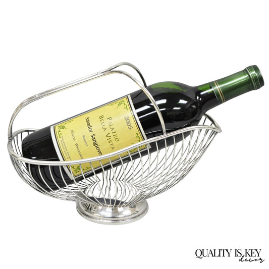 Vintage Mid Century El De Uberti Italy Silver Plated Wire Wine Bottle Holder