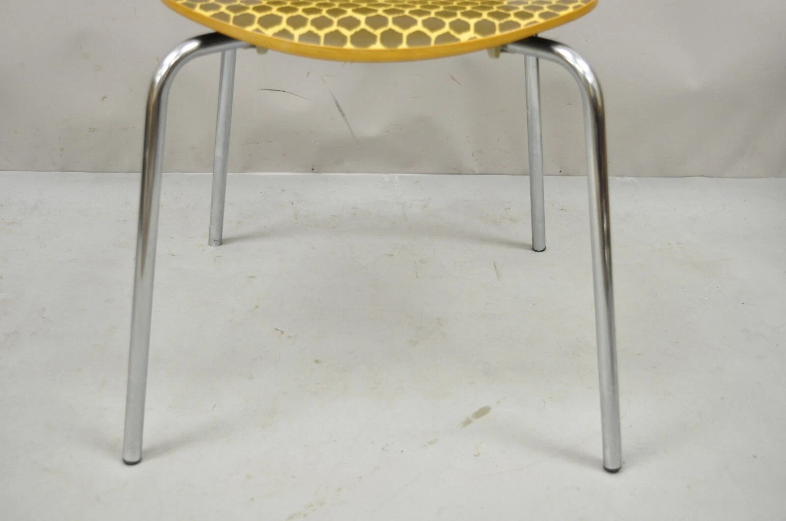 Modern Honeycomb Print Arne Jacobsen Series 7 Style Side Chairs - Set of 3