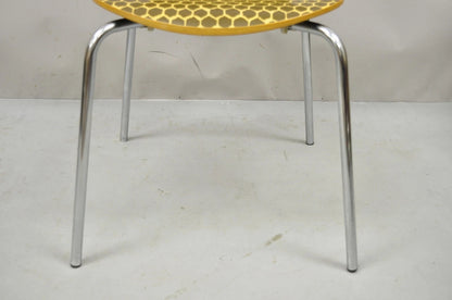 Modern Honeycomb Print Arne Jacobsen Series 7 Style Side Chairs - Set of 3