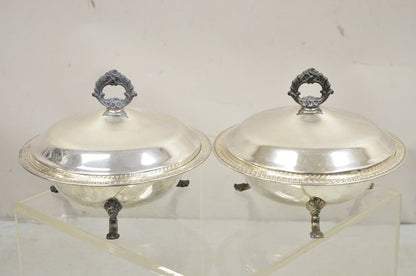 FB Rogers Silver Co 1158 Silver Plated Footed Covered Dish Serving Bowl - a Pair