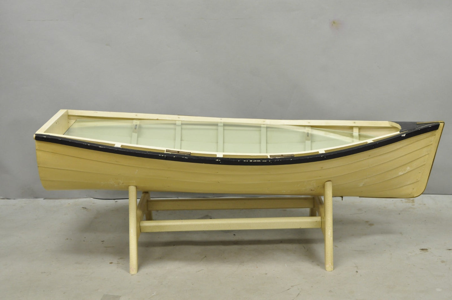 Vintage Style Dory Row Boat Nautical Bookshelf / Table By Authentic Models