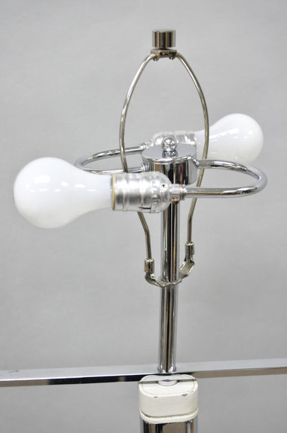 Vintage Postmodern Silver Chrome Metal Sculptural Modernist Pole Floor Lamp