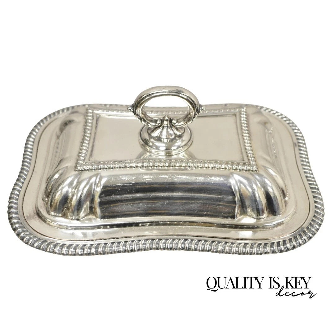 Vintage English Regency Silver Plated Covered Vegetable Serving Platter Dish