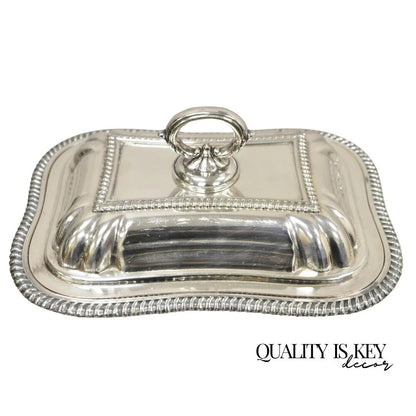 Vintage English Regency Silver Plated Covered Vegetable Serving Platter Dish