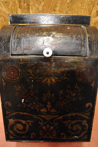 Antique Morgan & Cornell NY 1890 Tin Rolltop Tea Hopper Store Spice Bin Display