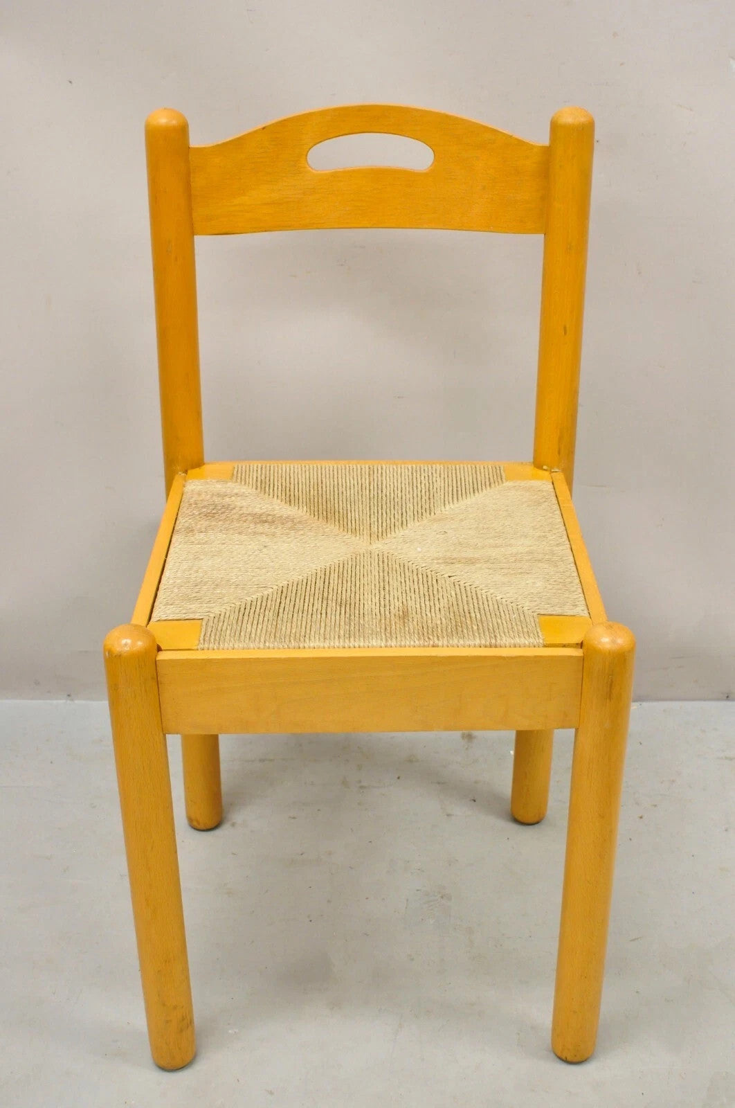 Mid Century Modern Birch Maple Bentwood Woven Rush Dining Chairs - Set of 6