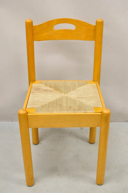 Mid Century Modern Birch Maple Bentwood Woven Rush Dining Chairs - Set of 6