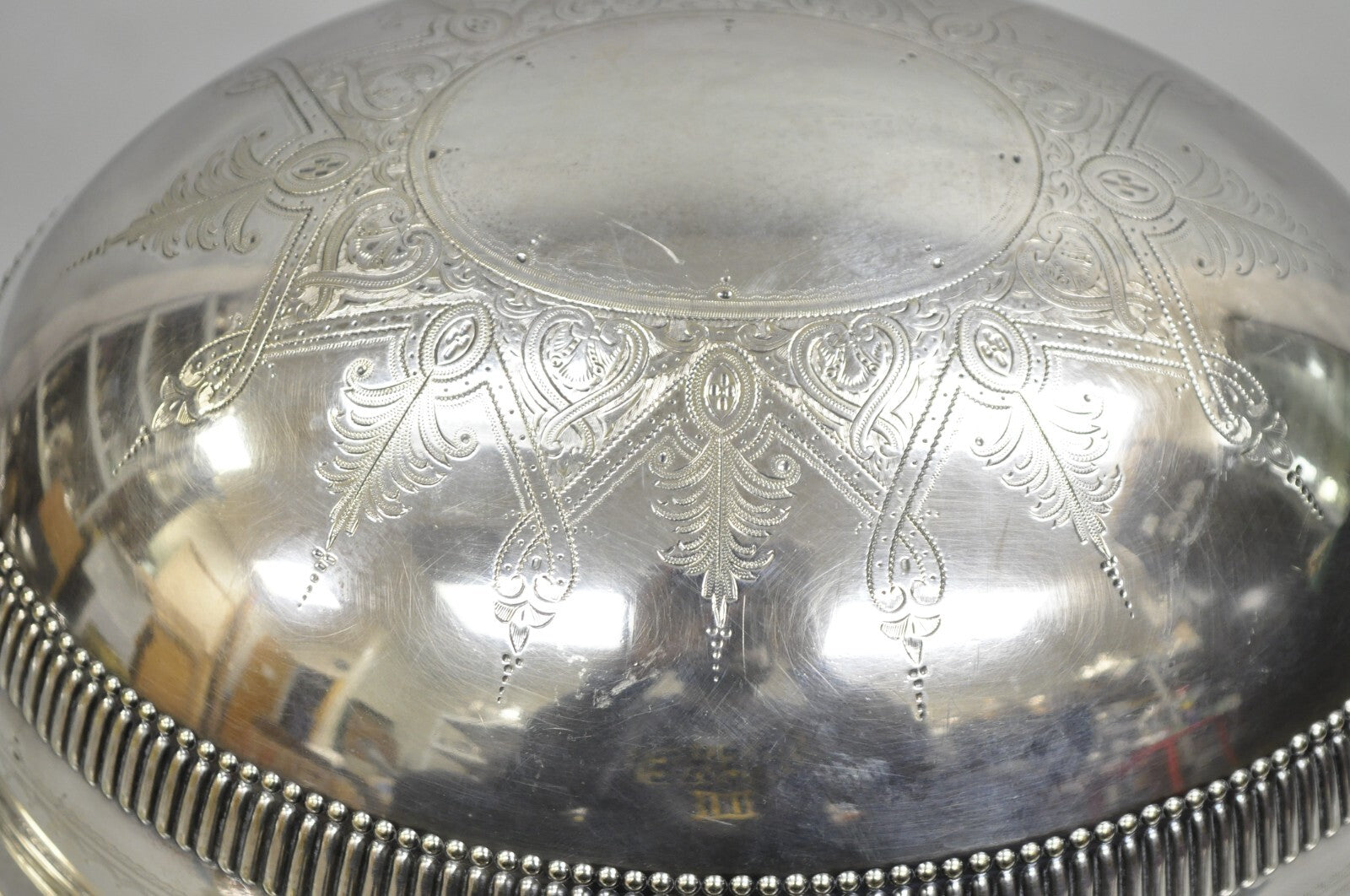 Antique English Edwardian Large Silver Plated Roll Top Warmer Chafing Dish